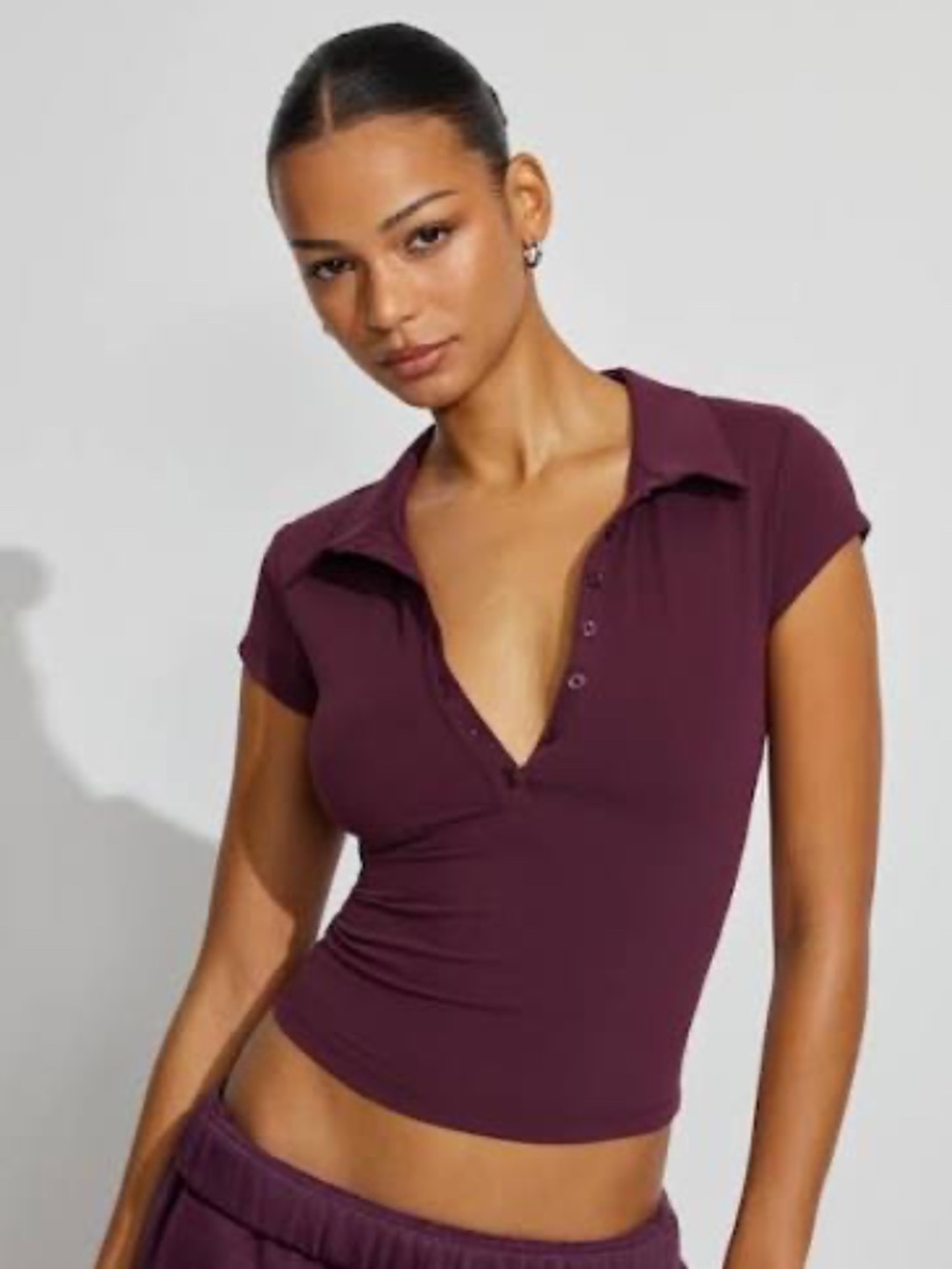 GARAGE SHORT SLEEVE POLO IN EGGPLANT, MED, NWT